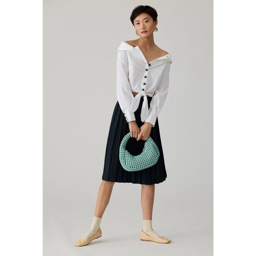 Maeve Crop Tie-Front Blouse L - Picture 3 of 4